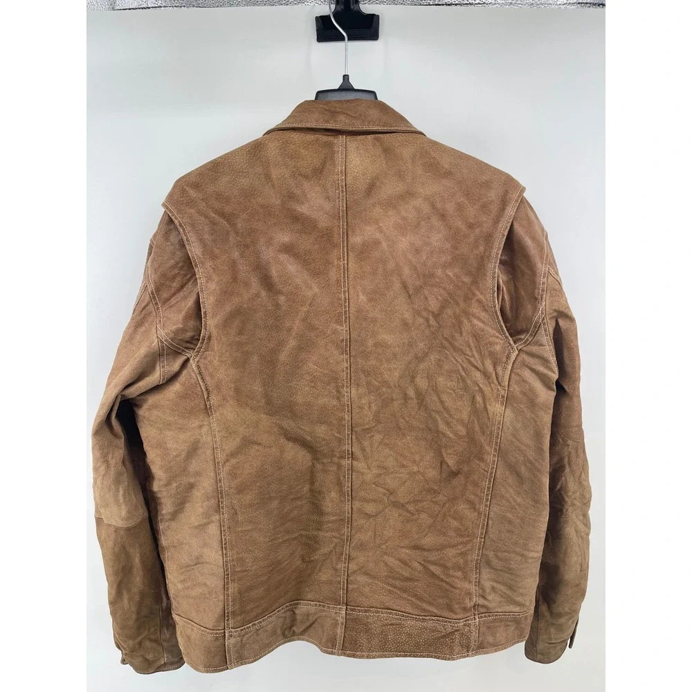 Wilsons Leather M Julian 90's Mens XL Brown Suede Leather Full Zip Bomber Jacket